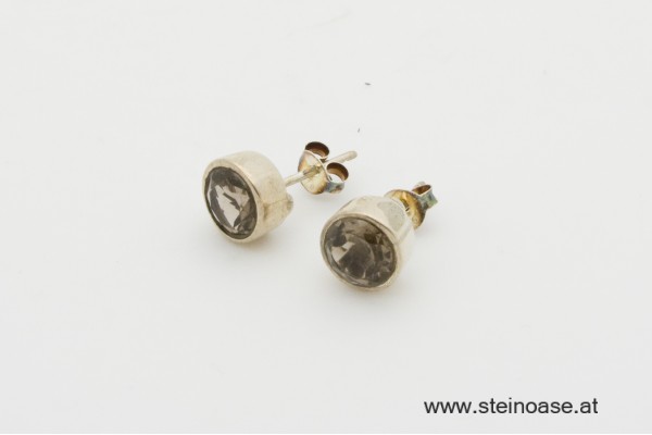 Ohrstecker Rauchquarz facettiert - Silber 8mm